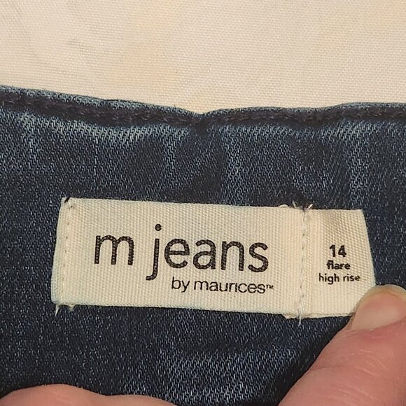 m jeans by maurices Womens 14R High Rise Flare Cool Comfort Sculptress Dark Wash - Picture 5 of 12